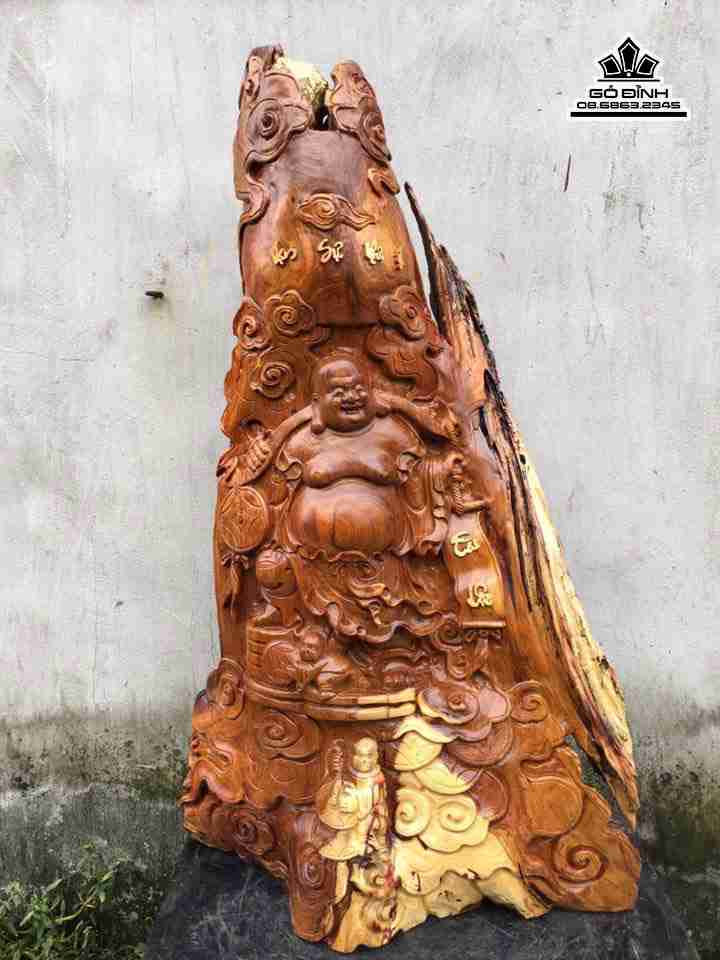 Phật di lặc vác gậy như ý  cao 114 rộng 64 dày 29 (cm)