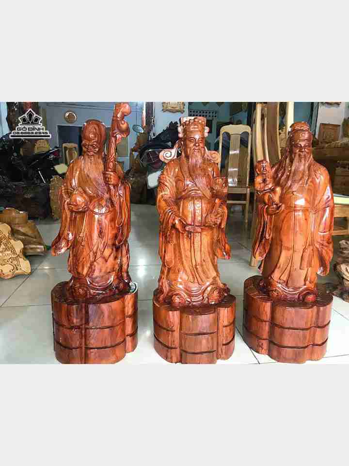 Tam đa phúc lộc thọ gỗ hương việt  cao 80 rộng 30 dày 30 (cm)