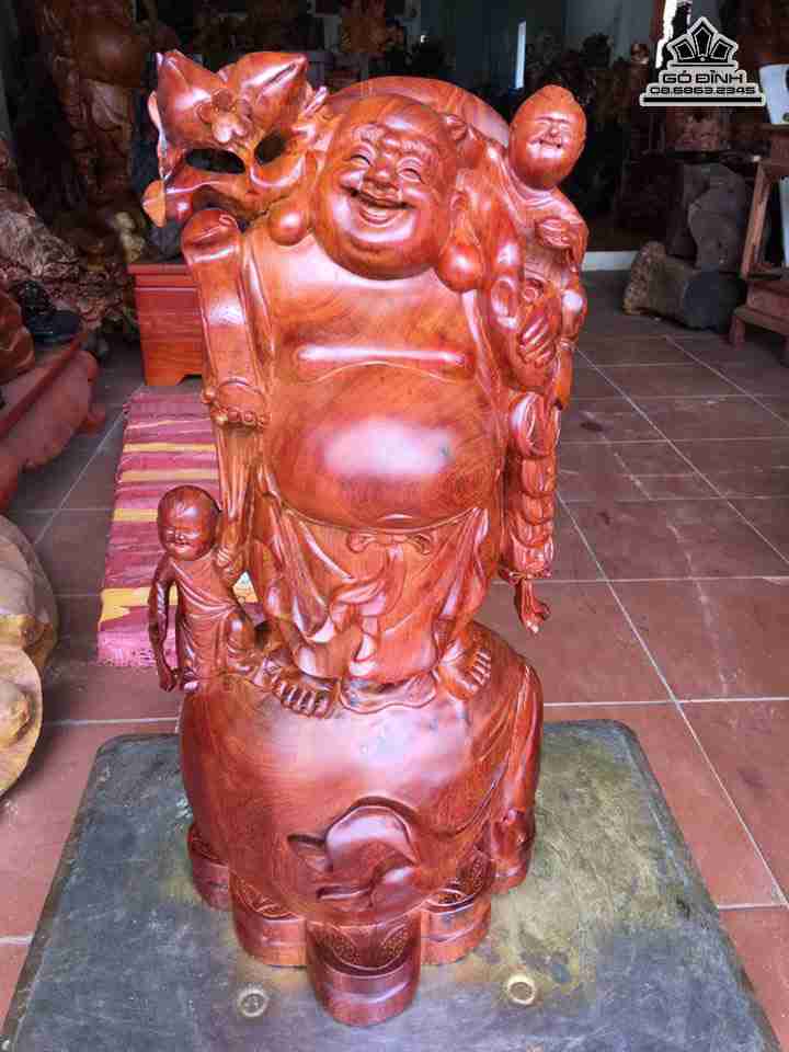 Phật di lặc nhị phúc gỗ hương  cao 50 rộng 24 dày 22 (cm)