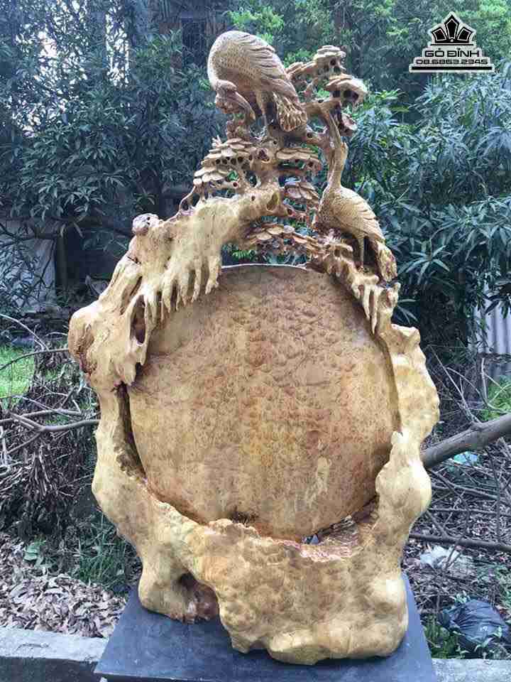 Phu thê viên mãn gỗ nu kháo  cao 115 rộng 81 dày 36 (cm)