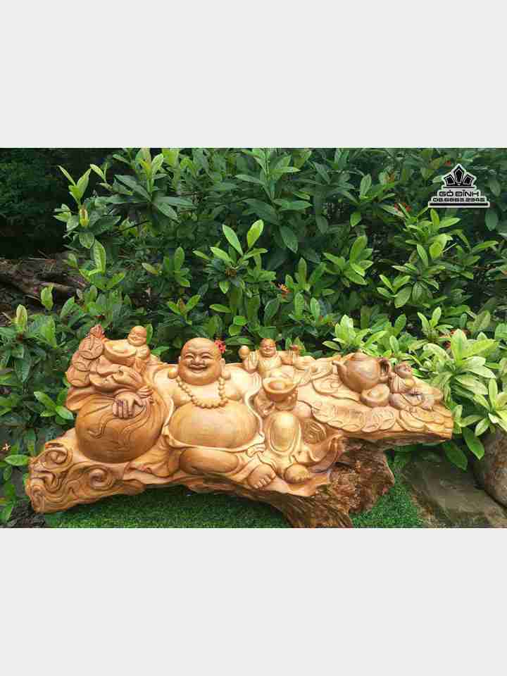 Phật di lặc và tam phúc gỗ ngọc am Hà Giang  cao 35 rộng 72 dày 24 (cm)