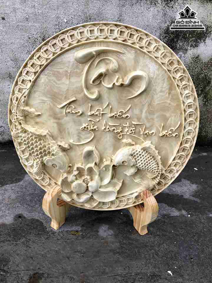 Đĩa chữ tâm gỗ nu nghiến  đường kính 34.5 dày 3,5 (cm)