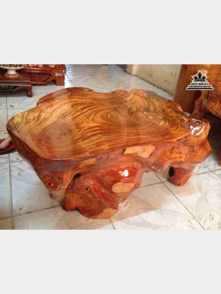 Đôn nguyên khối gỗ gõ đỏ  cao 36 mặt 61-46 (cm)