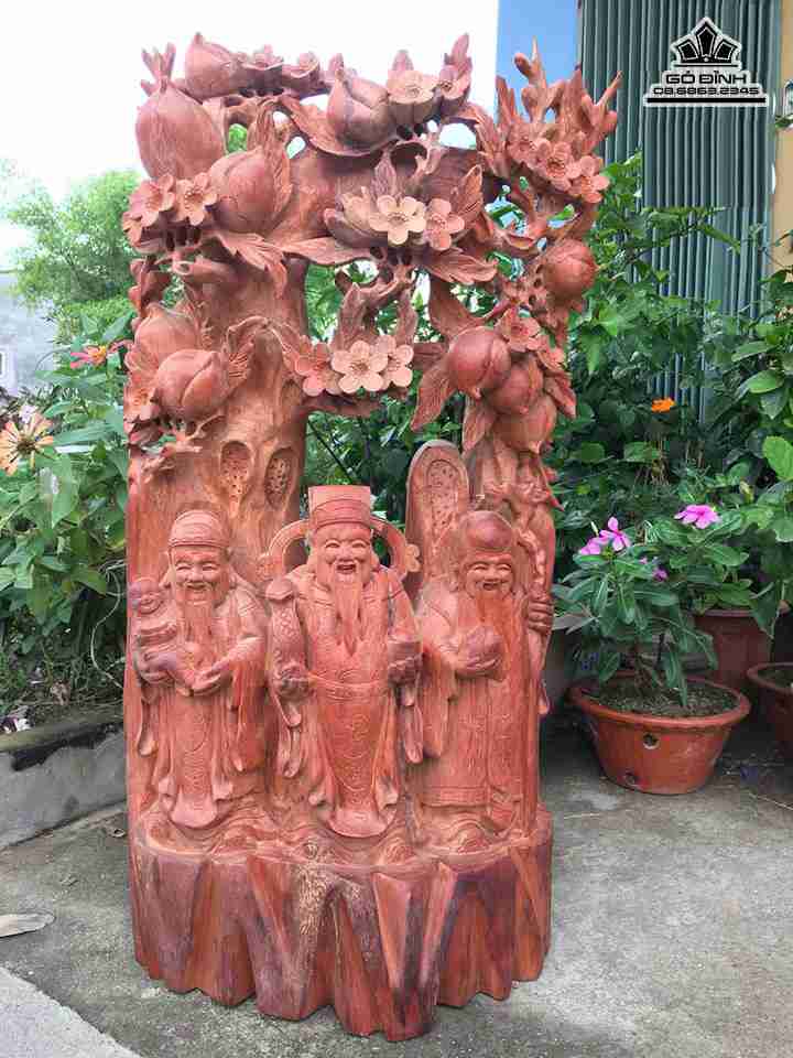 Tam đa phúc lộc thọ gỗ hương  cao 81 rộng 40 dày 20 (cm)