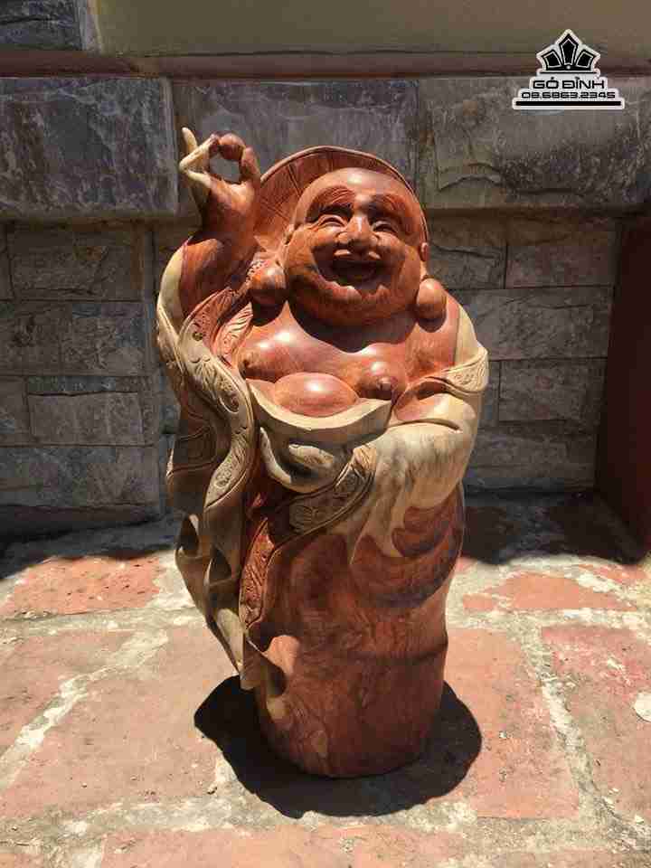 Phật di lặc tài lộc gỗ hương  cao 50 rộng 26 dày 20 (cm)