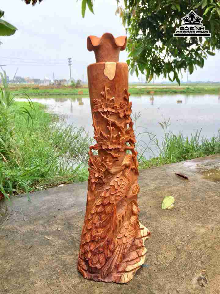 Phu thê viên mãn gỗ hương  cao 87 rộng 35 dày 30 (cm)