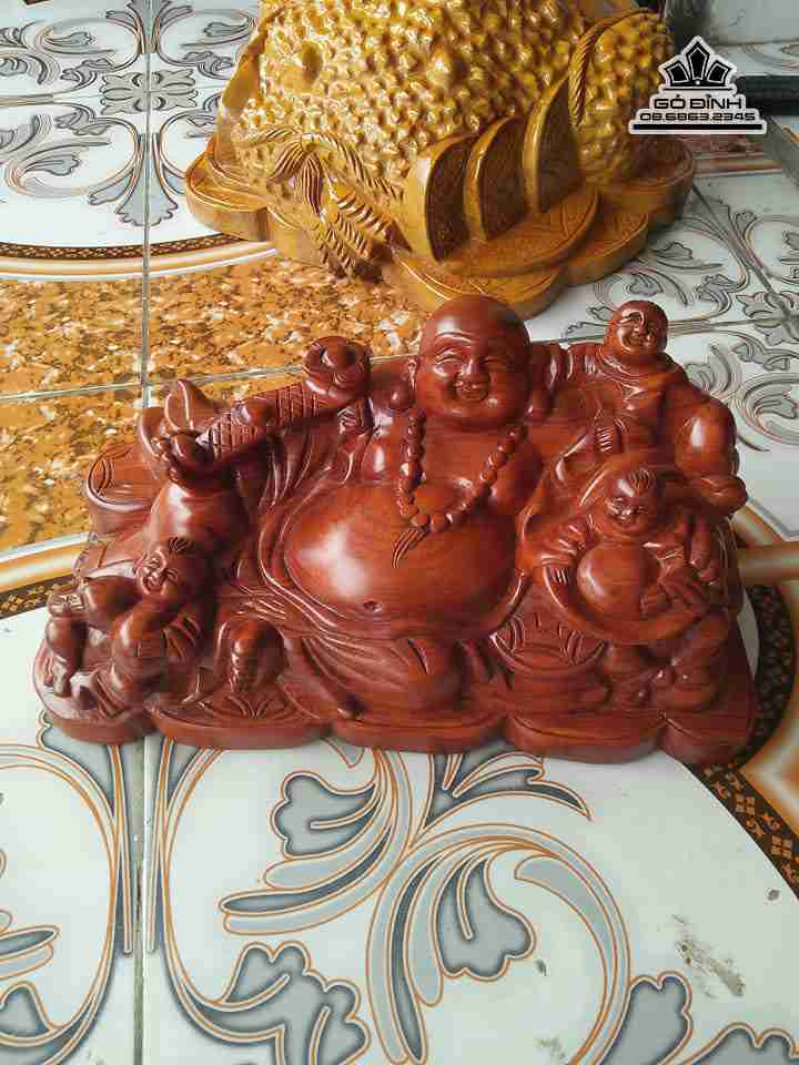 Phật di lặc tam phúc gỗ hương đá  cao 15 dài 30 dày 15 (cm)