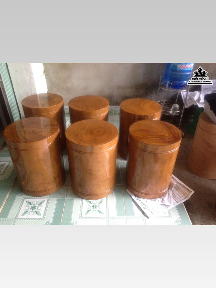 BỘ 6 ĐÔN GỖ BÒ MA ( DỖI LÁ TO)  cao 45 đường kính 33 (cm)