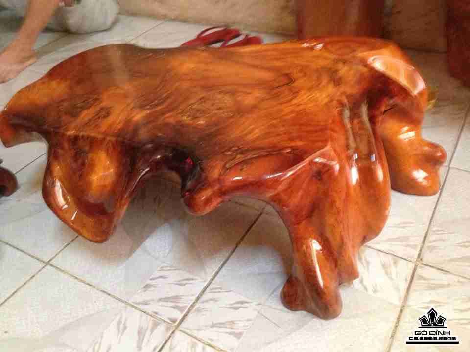 Đôn nguyên khối gỗ gõ đỏ (cate)  cao 26 ngang 85 mặt 70-55 (cm)