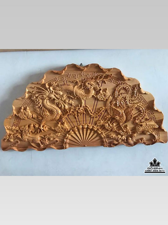 Quạt tứ linh gỗ pơ mu  1m x 50x4