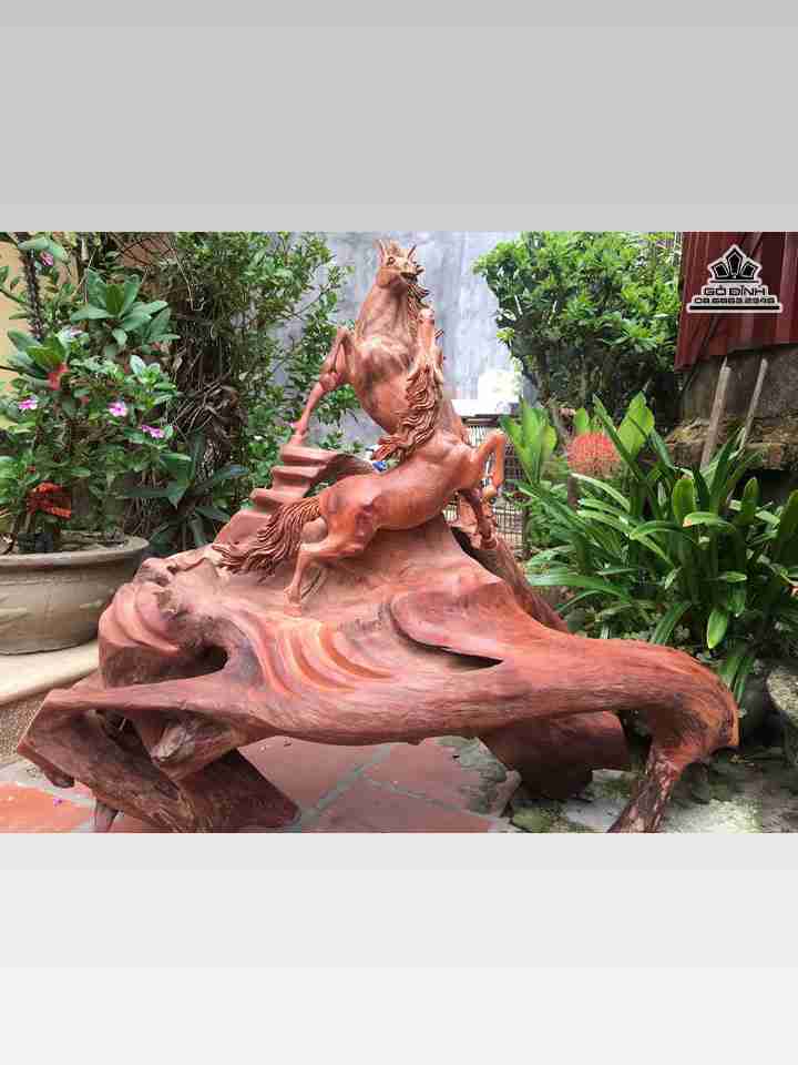 Song mã uyên ương gỗ hương  cao 86 rộng 95 dày 40 (cm)