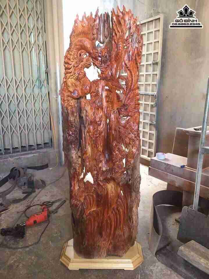 Tứ linh gỗ nu chun hương  dài 1m75 rộng 58 dày 20 (cm) 