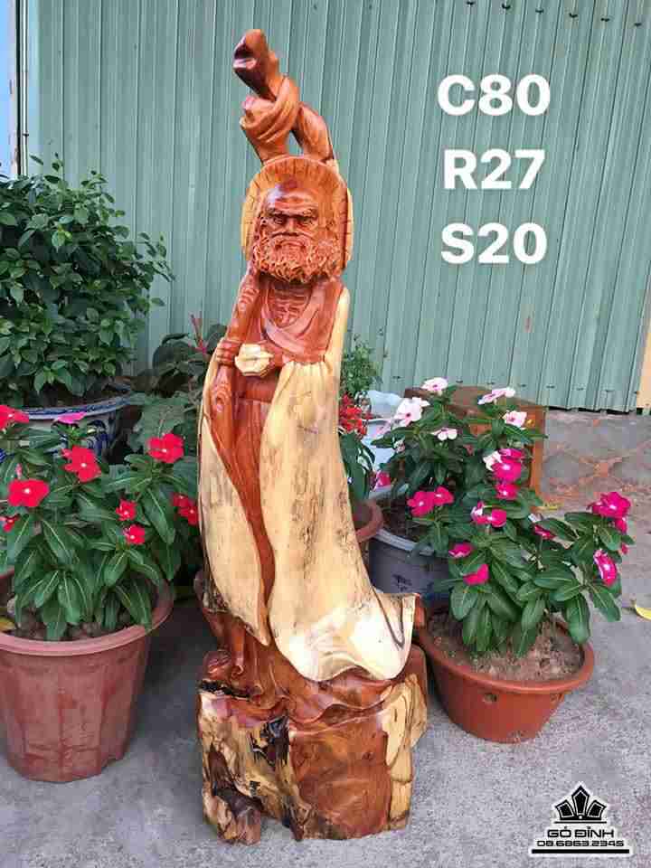 Đạt ma giáo hóa gỗ hương  80x27x20