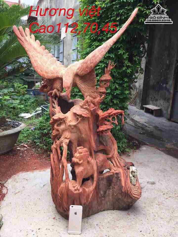 Anh hùng tương ngộ gỗ hương  cao 1m12 rộng 70 dày 45 (cm)