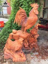 Gia đình gà phú quý gỗ hương  cao 66 rộng 50 dày 40 (cm) 