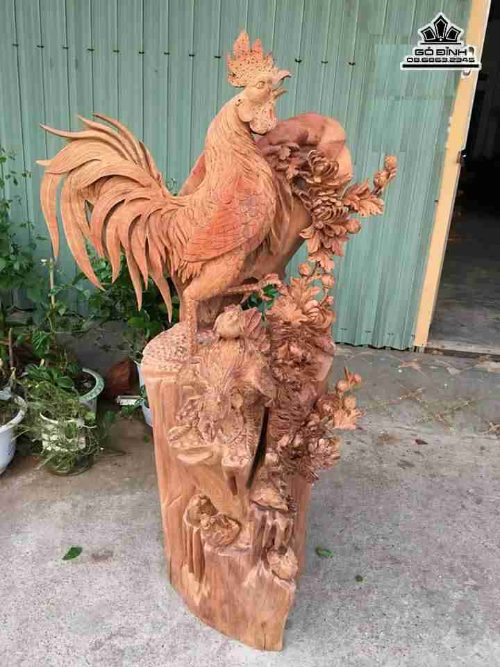 Gia đình gà gỗ hương  cao 128 rộng 70 dày 65 (cm)