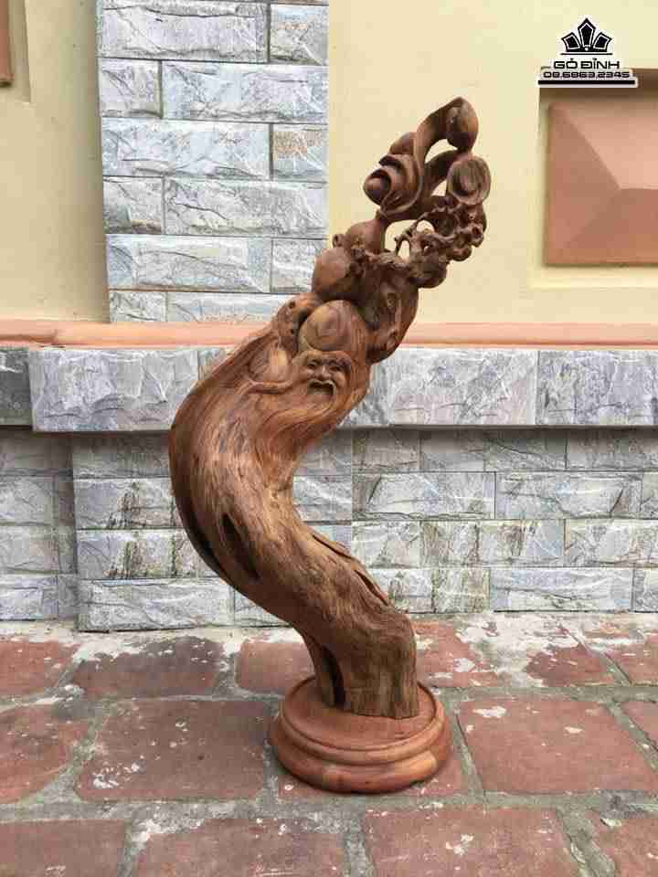 Ông thọ gỗ lũa ngọc am Hà Giang  cao 86(cả kỉ) ngang 22 sâu 16 (cm)