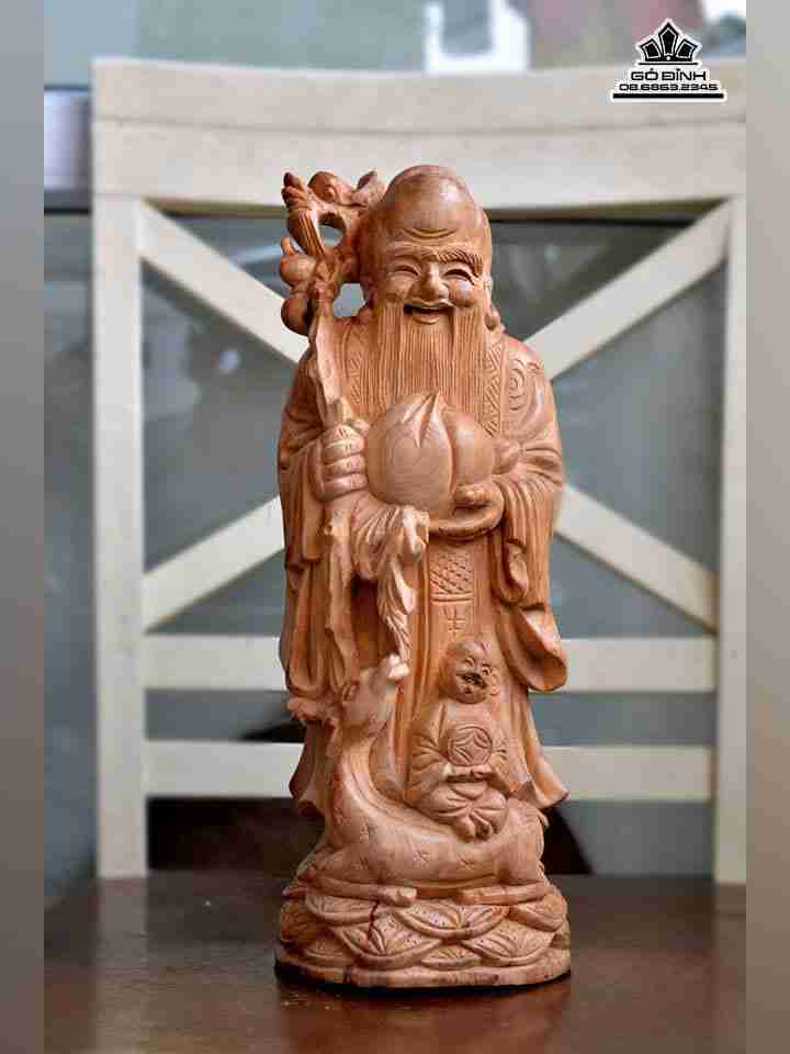 Ông thọ gỗ ngọc am Hà Giang  cao 36 ngang 14 dày 12 (cm)