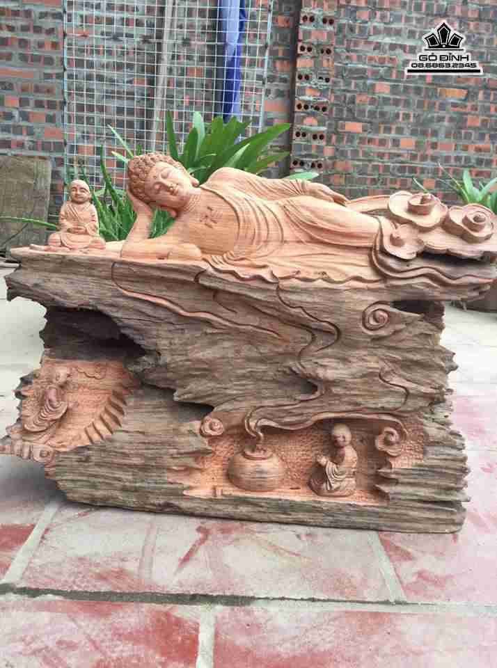 Phật nằm ngủ gỗ hương dài 62 cao 46  dày 27 (cm) dài 62 cao 46  dày 27 (cm)