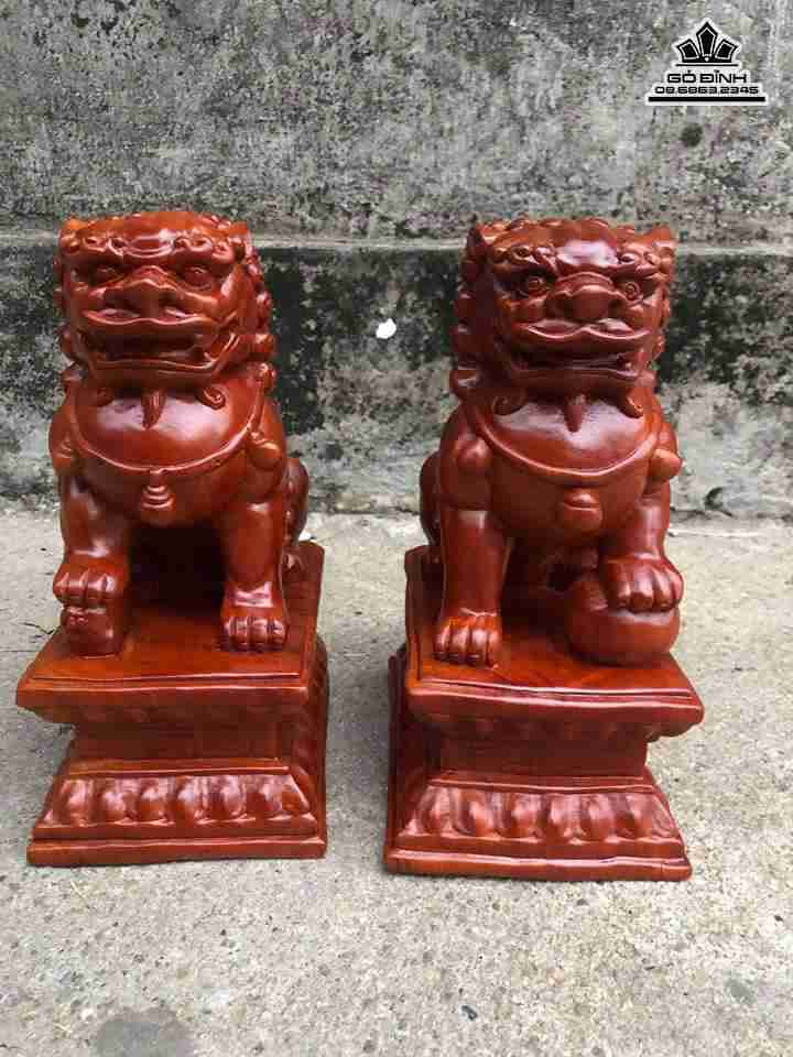 Cặp tỳ hưu gỗ hương  cao 25 dài 16 dày 12 (cm)