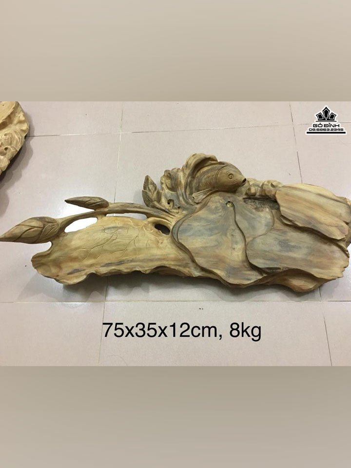 Khay trà cá chép gỗ Ngọc Am thơm 3