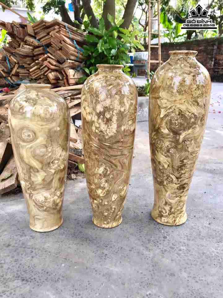 Bộ 3 bình phú quý gỗ nu nghiến  31x12 , 35x12 , 38x12.5 (cm)