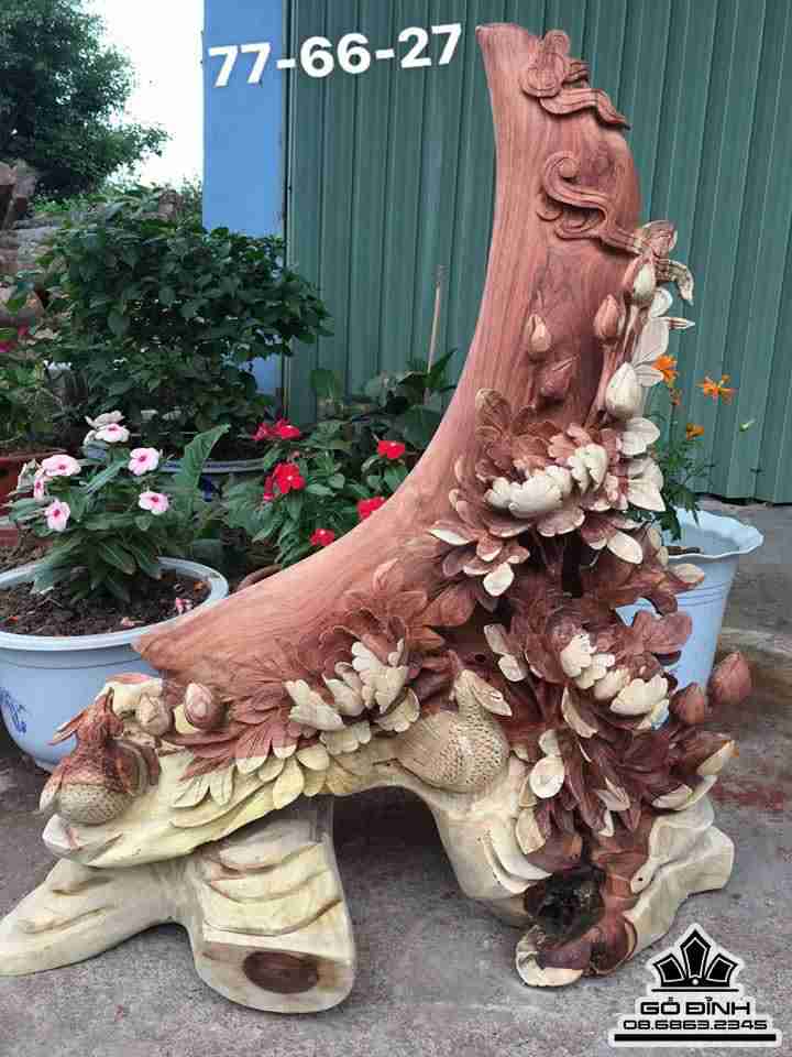 Phu thê viên mãn dưới trăng gỗ hương  77x66x27