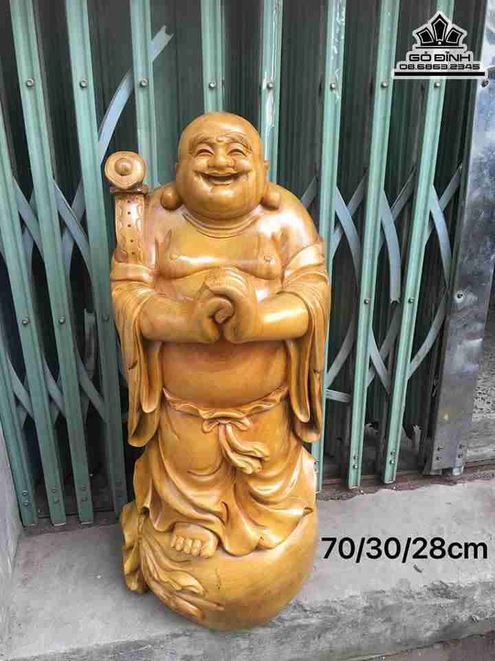 Phật di lặc chúc phúc gỗ xá xị   70x30x28