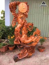 Đồng hồ song mã uyên ương dưới tùng gỗ hương  cao 131 rộng 75 dày 50 (cm)