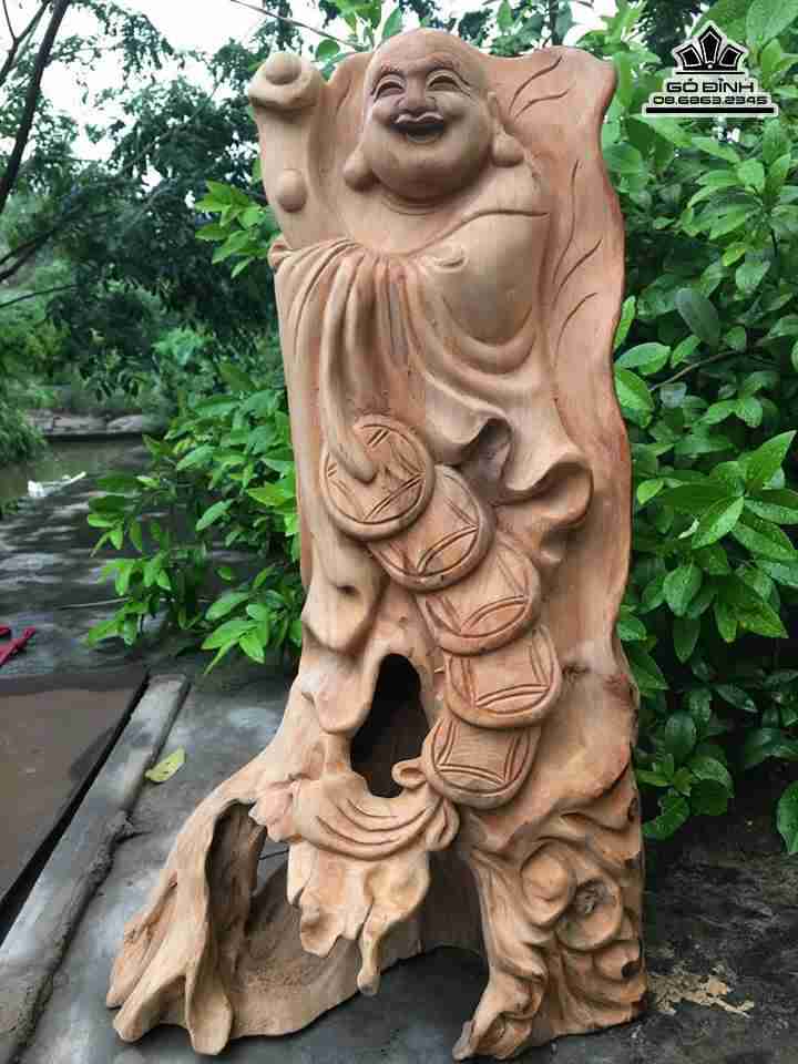 Phật di lặc gỗ Ngọc Am thơm  cao 55 rộng 32 dày 12 (cm)