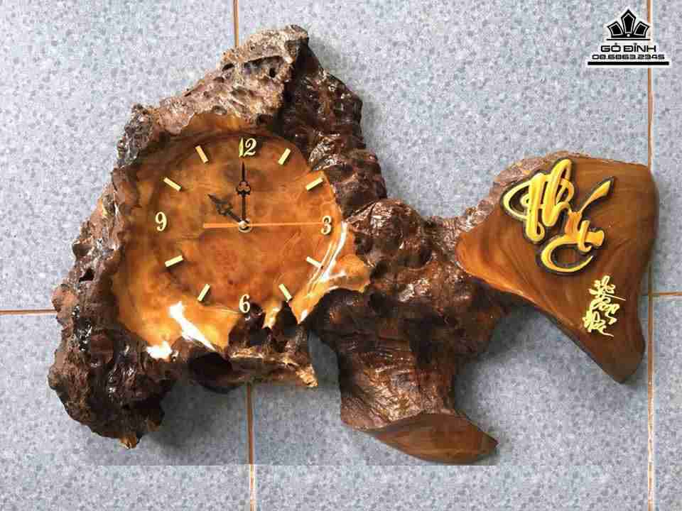 Đồng hồ chữ phúc gỗ nu xá xị 40x60x5 40x60x5