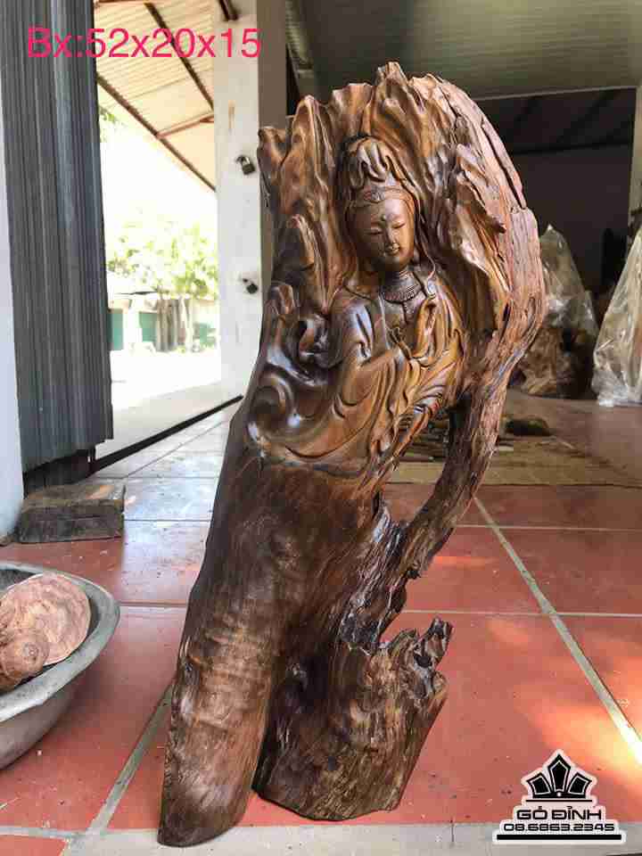 Phật bà gỗ bách xanh thơm  52x20x15