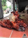 Phật di lặc cưỡi rùa gỗ hương ôm đá  38x72x32 