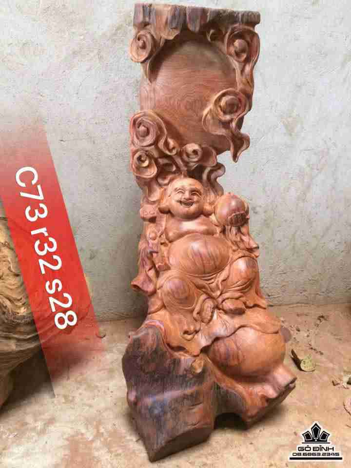Phật di lặc gỗ hương  73x32x28