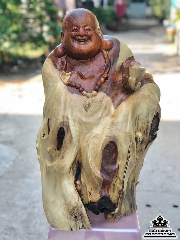 Phật di lặc gỗ hương  60x35x30