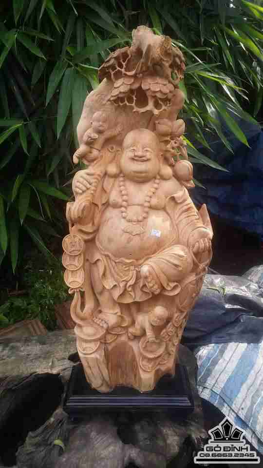 Phật di lặc nhị phúc gỗ ngọc am Hà Giang thơm  80x36x24