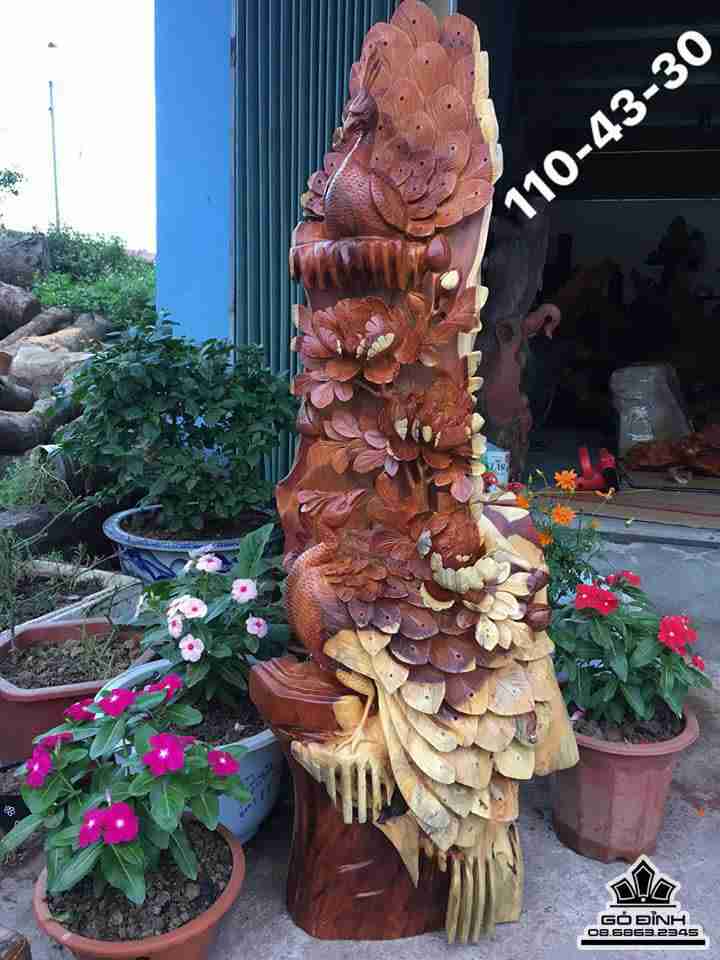 Phu thê viên mãn gỗ hương  1m10x43x30