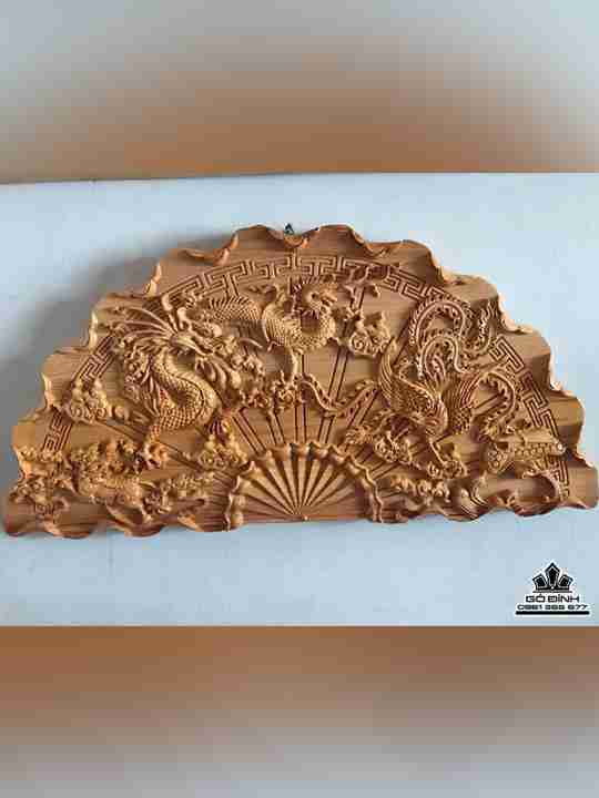 Quạt tứ linh gỗ pơ mu  rộng 1m cao 50 dày 4 (cm)
