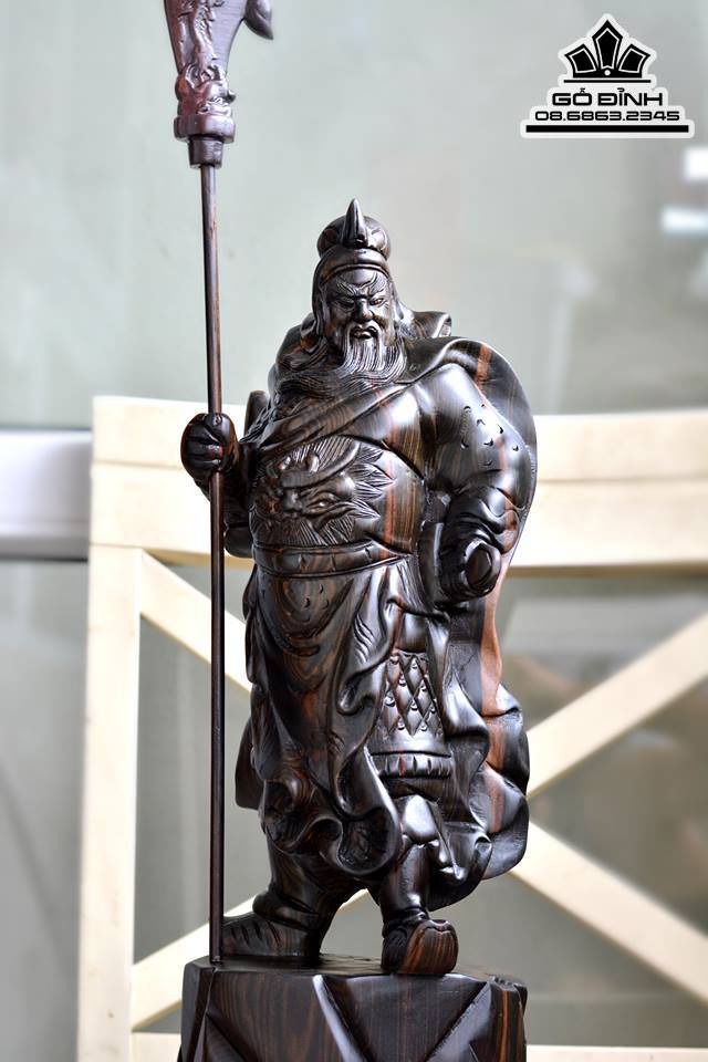 Quan công xuất thần gỗ mun hoa  40x12x12