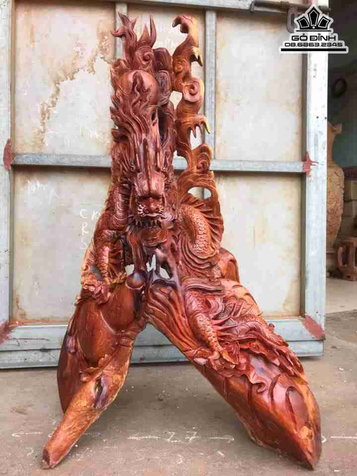 Rồng bay lượn gỗ hương  100x60x30 