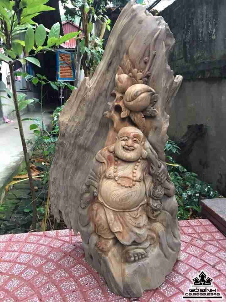 Phật di lặc gỗ ngọc am hà giang  75x40x25