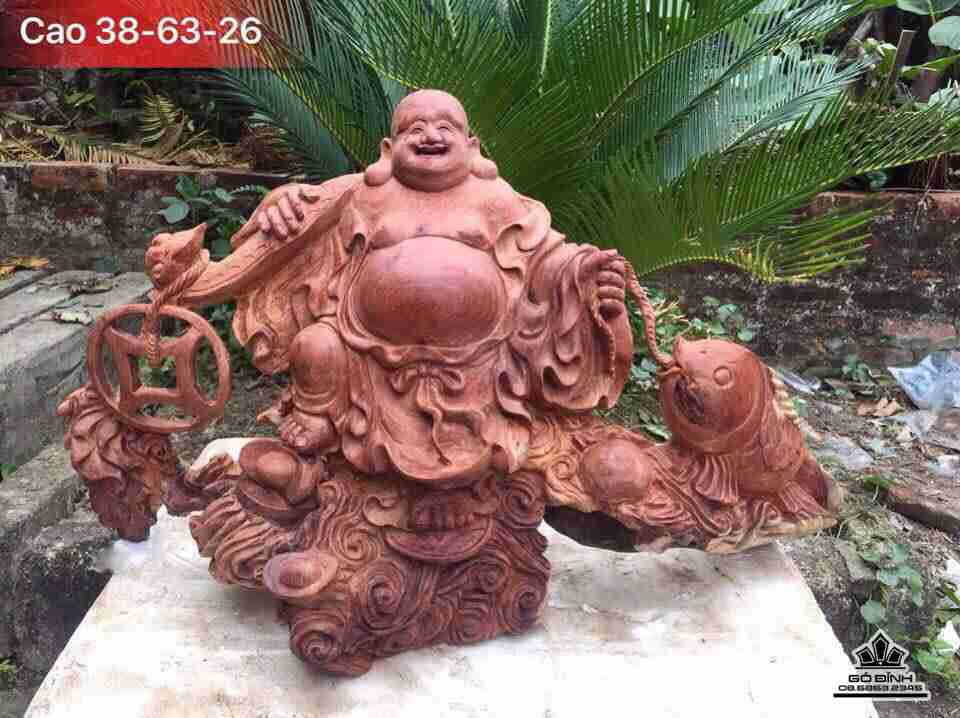 Phật di lặc gỗ hương  38x63x26