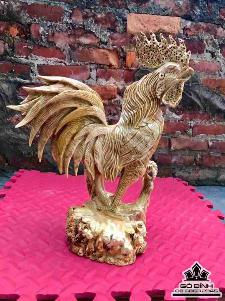 Gà phú quý gỗ nu nghiến  42x27x18,5
