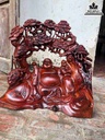 Phật di lặc ngồi gốc tùng gỗ hương  45x50x25