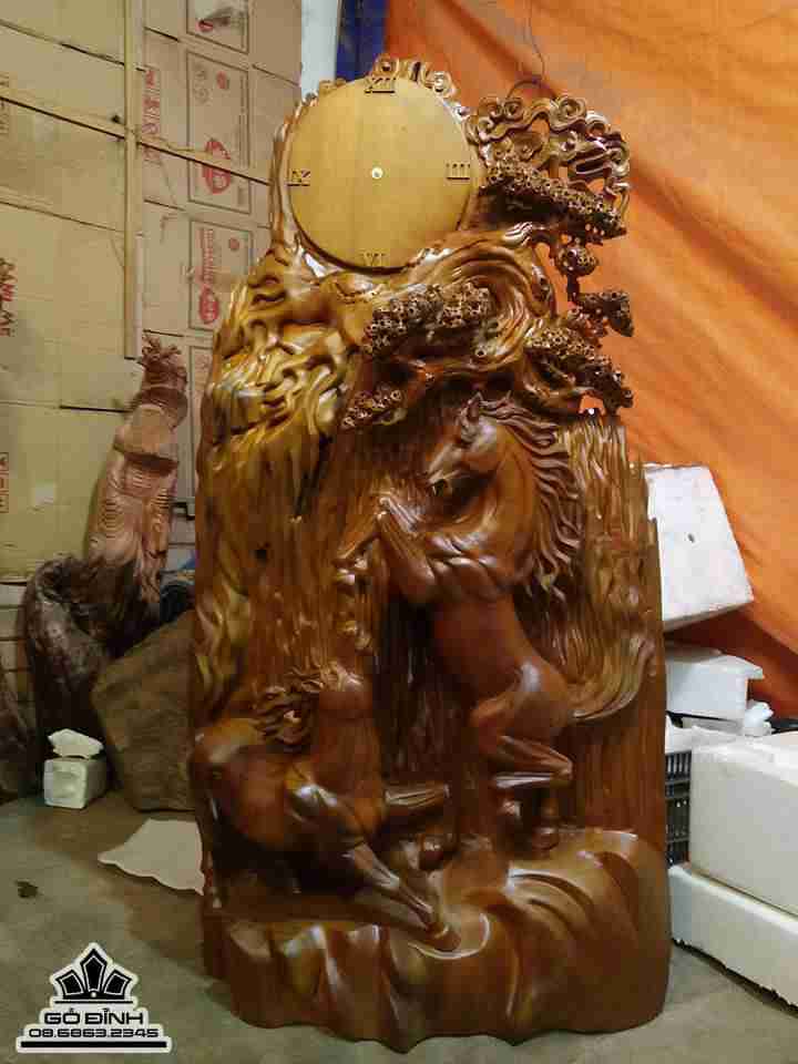 Đồng hồ song mã gỗ xá xị thơm nức  1m25x66x20