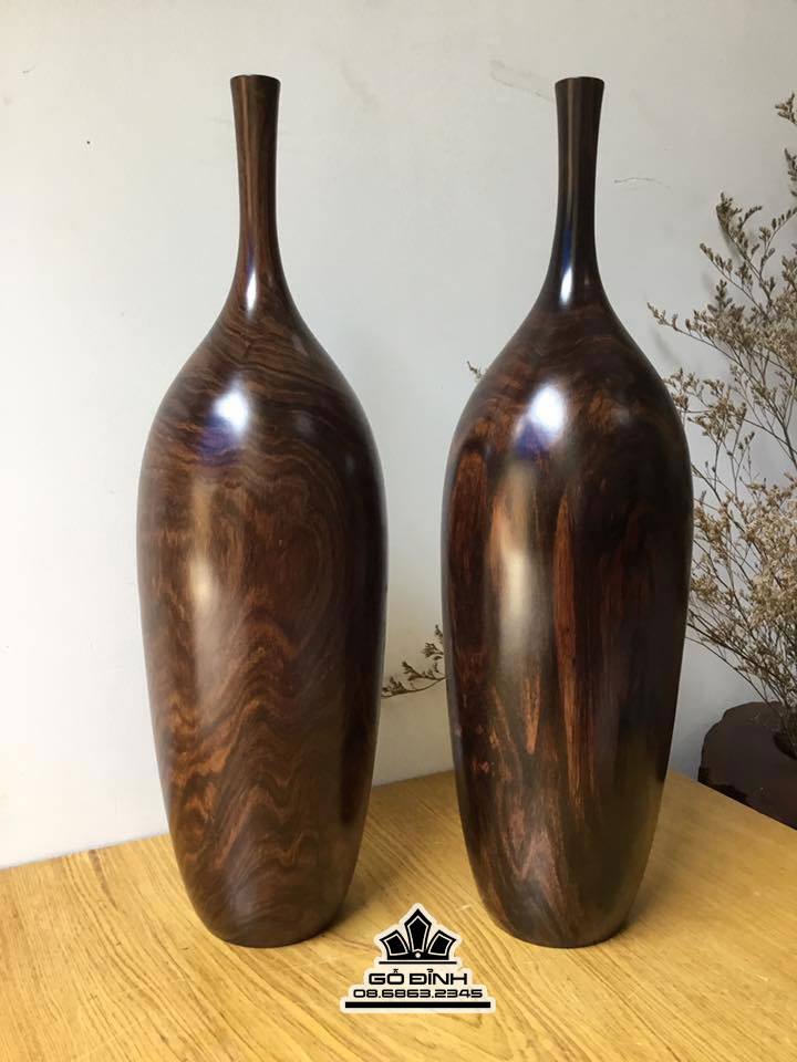 Cặp bình gỗ chiu liu  48 x 15