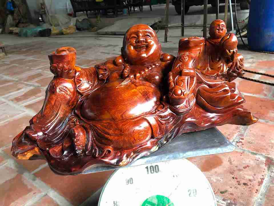 Phật di lặc nhất phúc gỗ hương  23x57x29