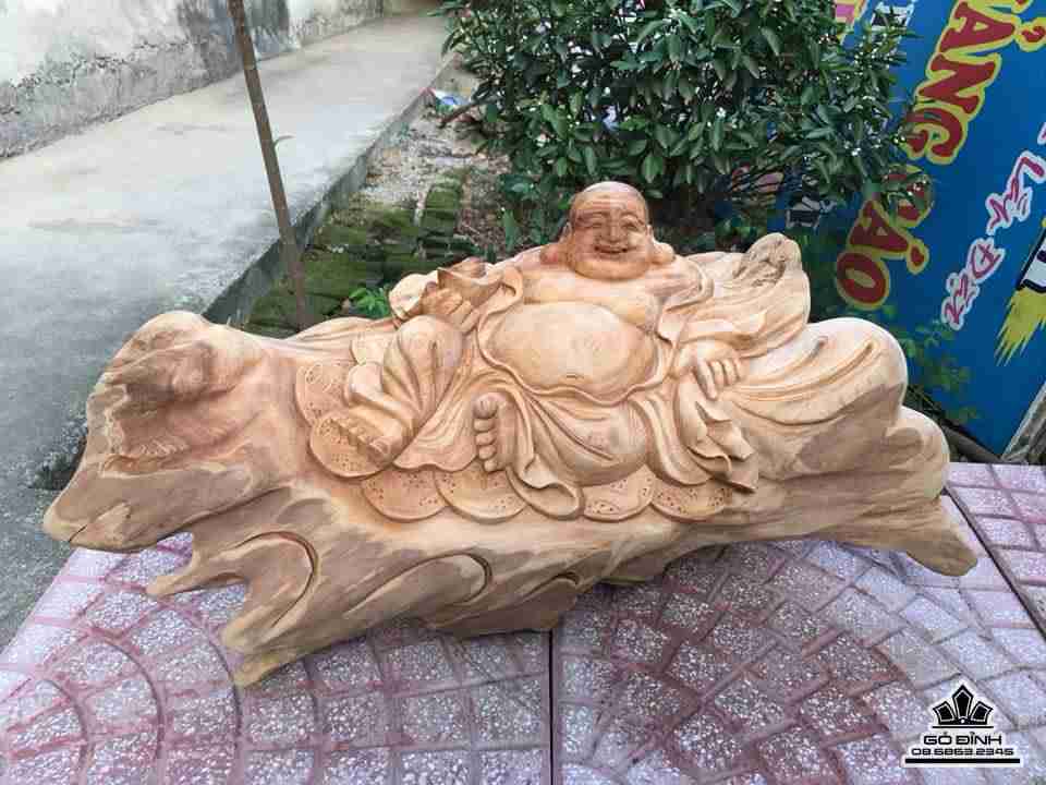 Phật di lặc gỗ ngọc am  33x65x30