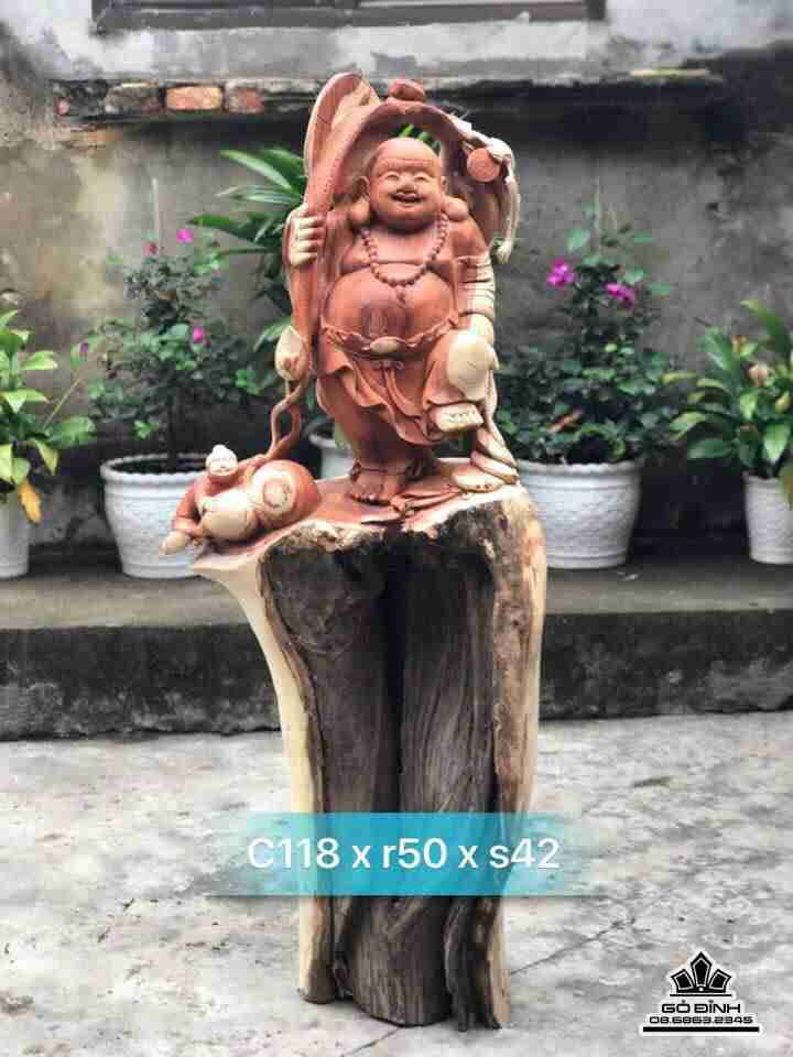 Phật di lặc gỗ hương   1m18x50x42 