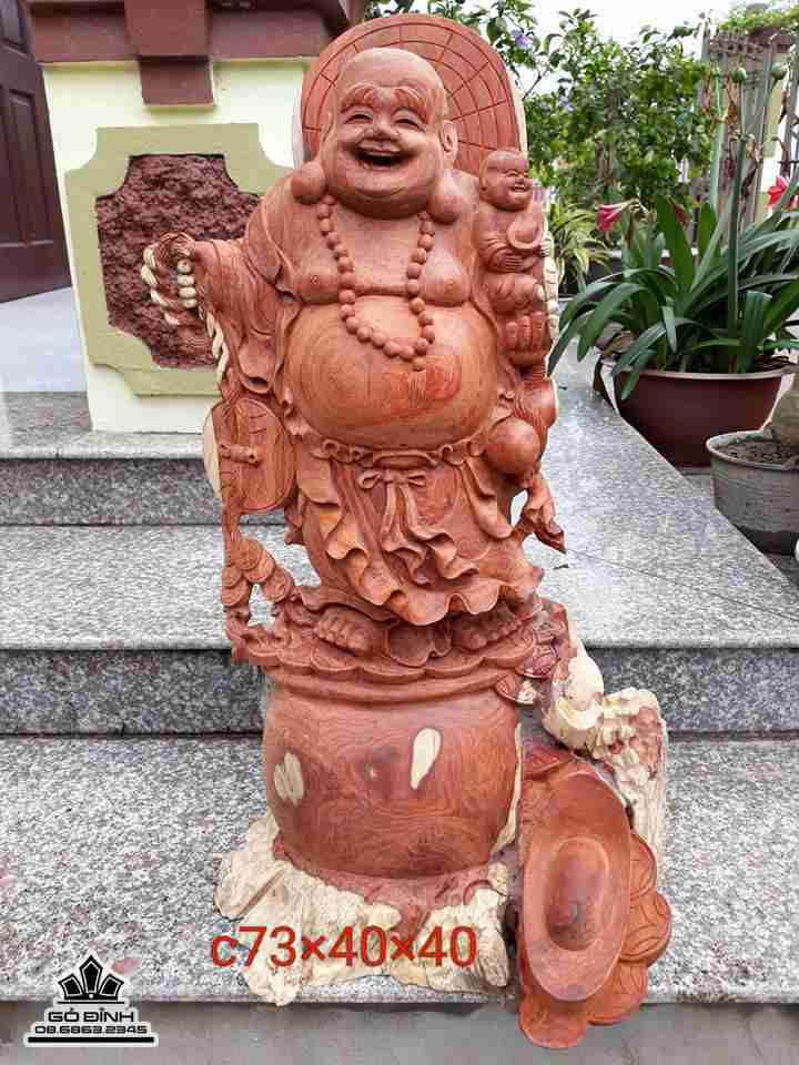 Phật di lặc gỗ hương 73×40×40